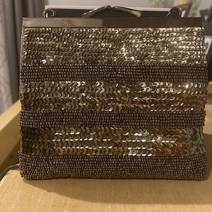 Ann Taylor Loft Beaded Sequin Evening Purse Chain Crossbody